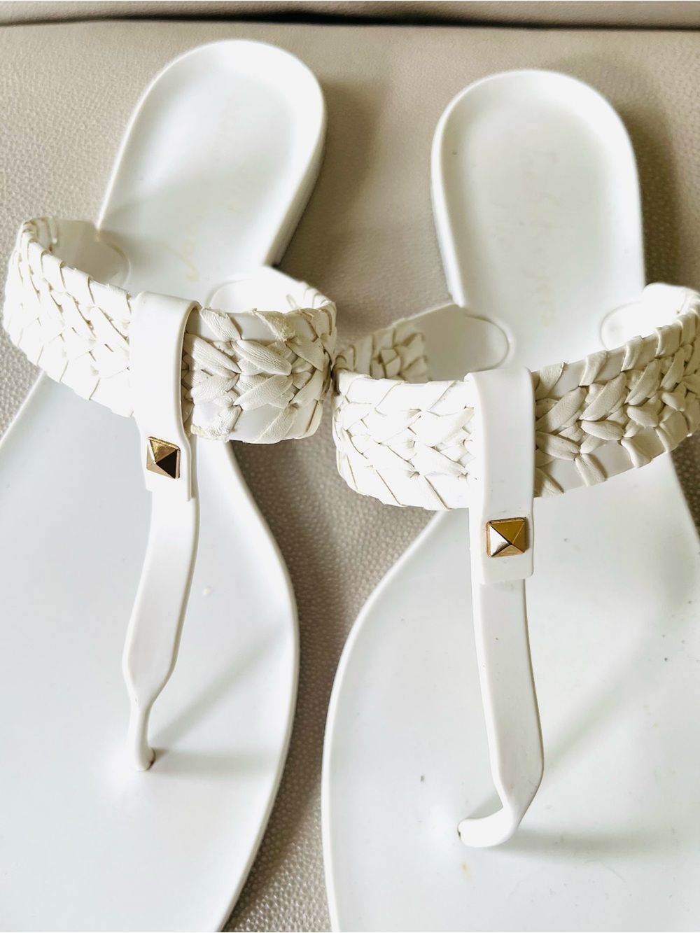 Jack Rogers  braided white  jelly thongs 10 - Picture 7 of 13